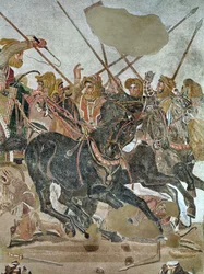 Das Alexander-Mosaik, Detail der persischen Armee in der Schlacht bei Issus, ca. 80 v. Chr. (Mosaik)